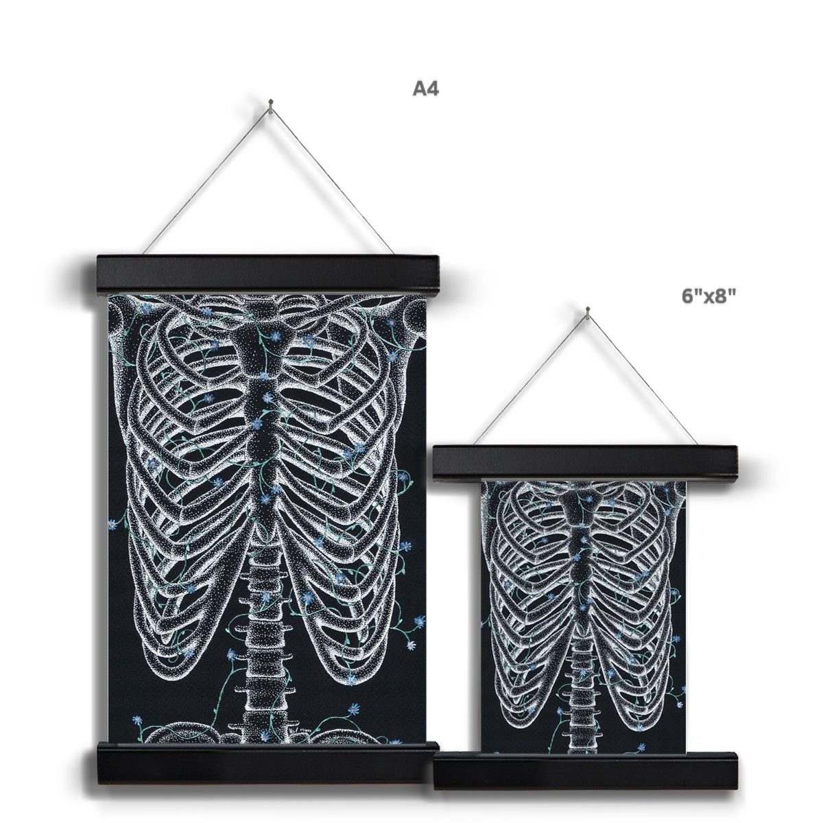 Floral Ribcage Fine Art Print with Hanger
