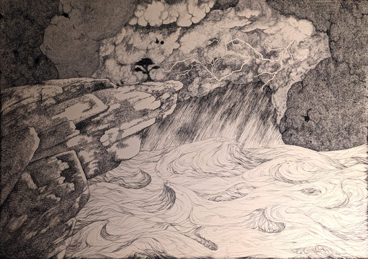 A Cliff and a Stormy Sea