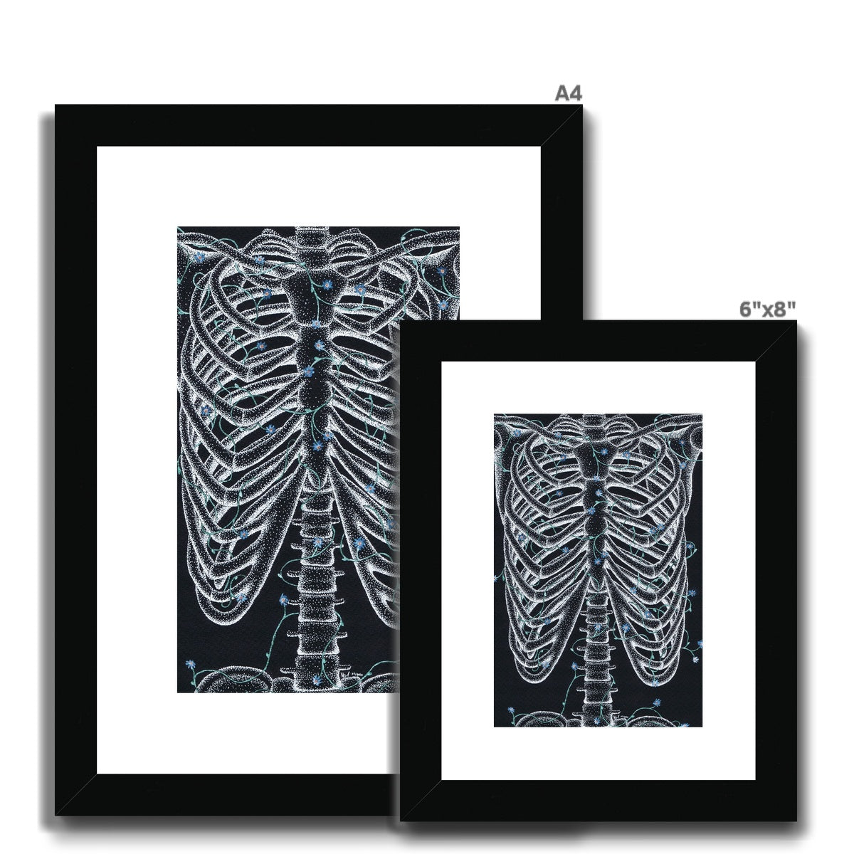 Floral Ribcage Framed & Mounted Print